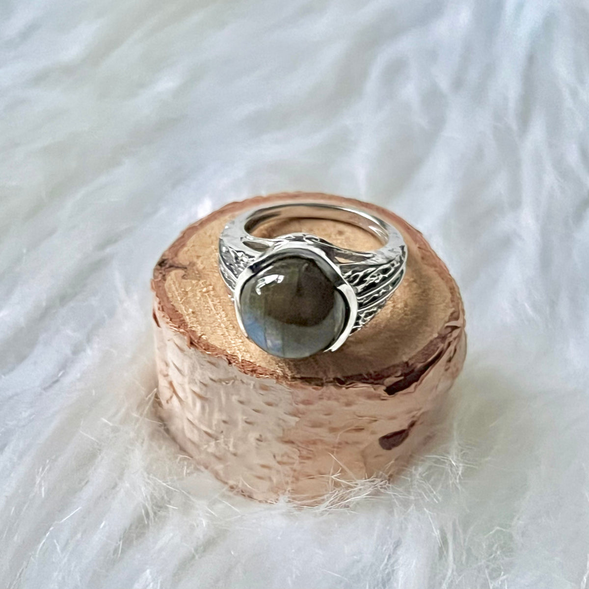 Handmade 925 Sterling Silver Labradorite Ring – Oval Blue Gemstone, Bezel Set, Statement Band, All Sizes Available