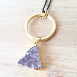 Triangle Amethyst Druzy Necklace