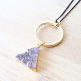 Triangle Amethyst Druzy Necklace