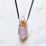 Amethyst essential oil bottle necklace