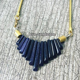 Stone Fan shaped Brass Necklace