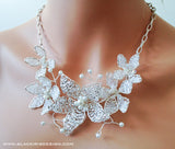 Flower Cluster Statement Necklace