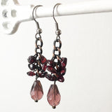 Red Garnet Cluster Earrings