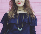 Stone Fan shaped Brass Necklace