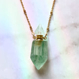 Green Fluorite essential oil bottle necklace