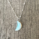Opalite Crescent Moon Sterling Silver Necklace