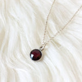 Sterling Silver Red Garnet Necklace