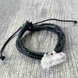 quartz crystal leather bracelet