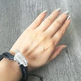 leather bracelet with quartz crystal