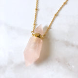 Rose Quartz essential oil bottle necklace
