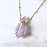 Amethyst essential oil bottle necklace
