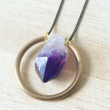 Minimalist hoop Amethyst Necklace