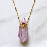 Amethyst essential oil bottle necklace
