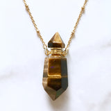 Tiger Eye essential oil bottle necklace