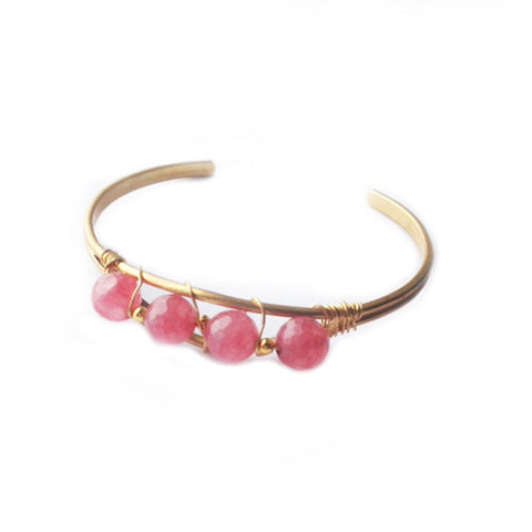 Pink Tourmaline Brass Bracelet