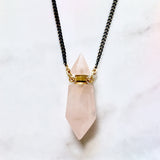 Rose Quartz essential oil bottle necklace