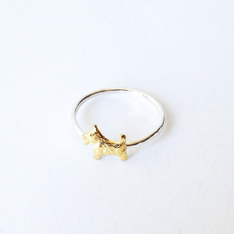 West Terrier Dog Ring (sterling silver + Brass)