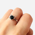Sterling Silver Onyx Cat Ring
