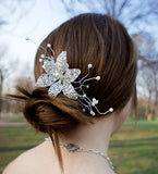 Beaded Flower Bridal hair comb