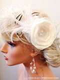 White Rose fascinator (black and white feathers)