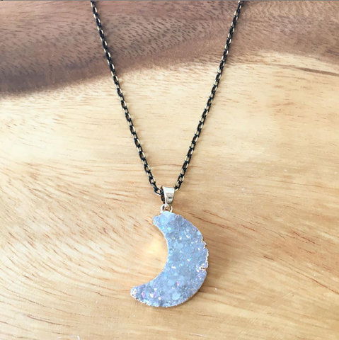 Moon Druzy Necklace (Light)