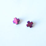 Cross Hematite Earrings Earrings (Purple)