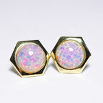 Hexagon Earring (Pink Opal)