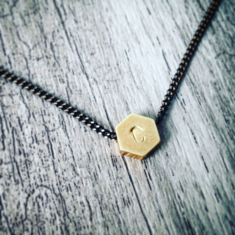 Hexagon Initial Necklace