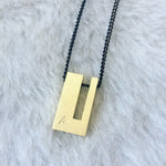 stamped initial brass necklace