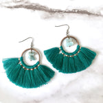 Amazonite green tassel earrings