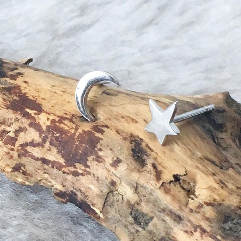 Sterling Silver Star and Moon Earrings