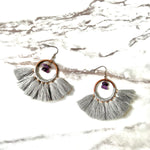 Amethyst grey tassel earrings