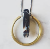 Brass hoop agate necklace