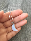 Opalite Crescent Moon Sterling Silver Necklace