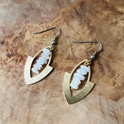 Moonstone brass earrings