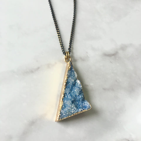 Blue Triangle Druzy Necklace