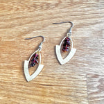 Garnet brass earrings