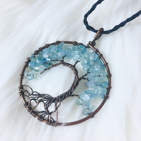 Aquamarine Tree of Life Necklace