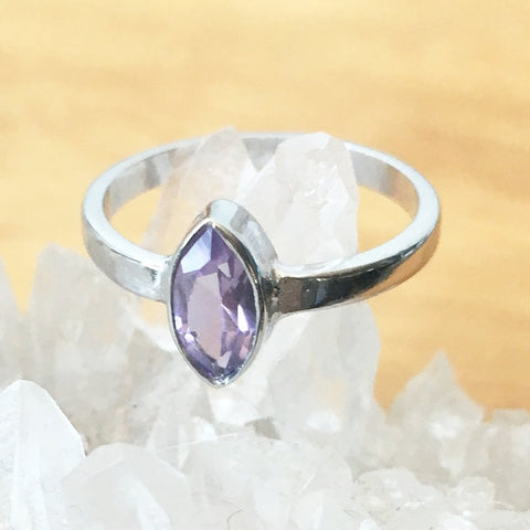 Sterling Silver Amethyst Ring Marquise cut