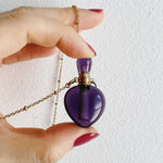 Amethyst heart essential oil bottle necklace