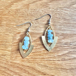 Aquamarine brass earrings