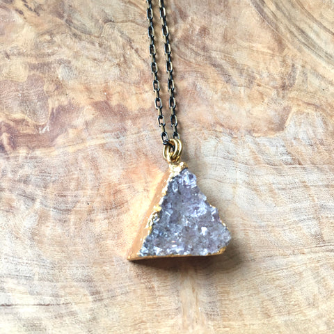 Amethyst Triangle Druzy Necklace