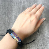 leather bracelet with titanium quartz crystal
