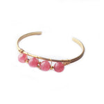 Pink Tourmaline Brass Bracelet