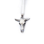 Sterling Silver Bull Skull Necklace