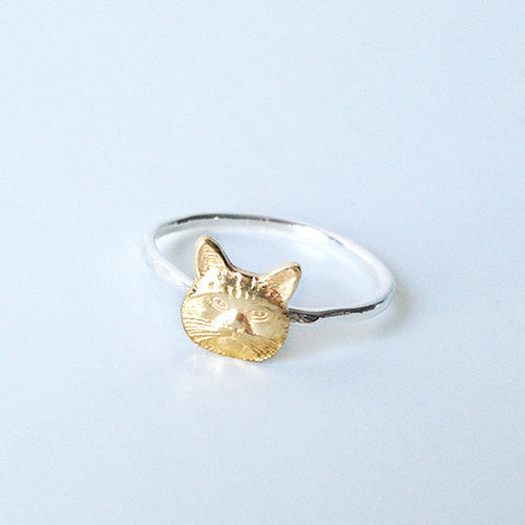 Cat Face Ring (Sterling silver + Brass)