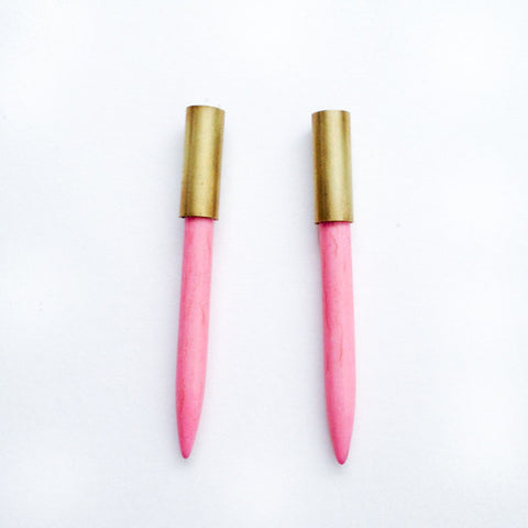 Spike Tube Earrings (Pink)