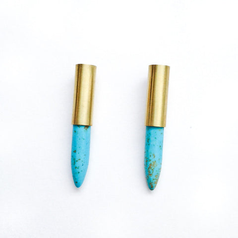 Spike Tube Earrings (turquoise)