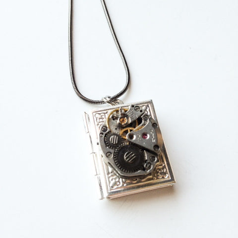 Steampunk Book Locket Necklace