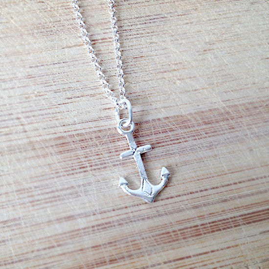 Sterling Silver Anchor Necklace Black Iris Design